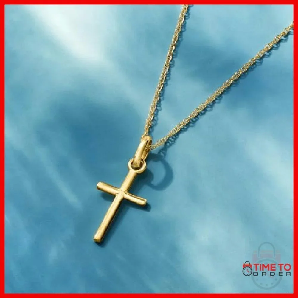 14kt Gold Cross Pendant Necklace 18 Inch Chain Women's Jewelry